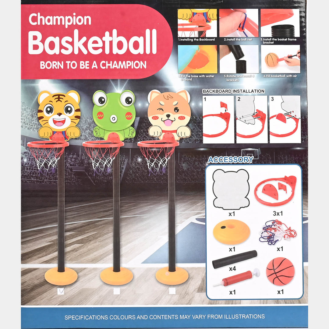 Kids' Adjustable Basketball Hoop Stand – Cartoon Tiger Theme