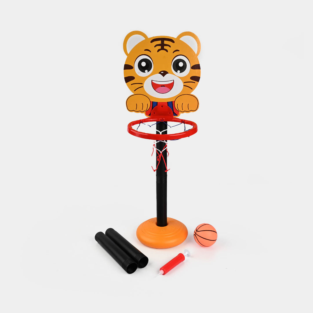 Kids' Adjustable Basketball Hoop Stand – Cartoon Tiger Theme