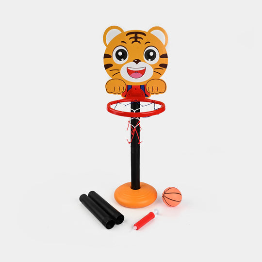Kids' Adjustable Basketball Hoop Stand – Cartoon Tiger Theme