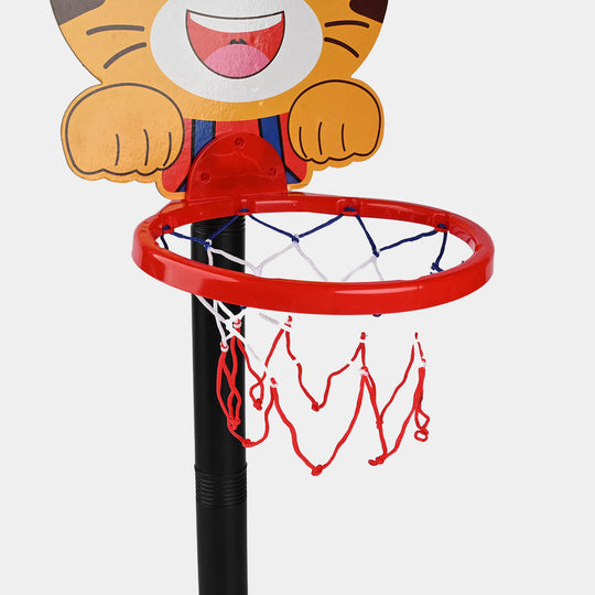 Kids' Adjustable Basketball Hoop Stand – Cartoon Tiger Theme