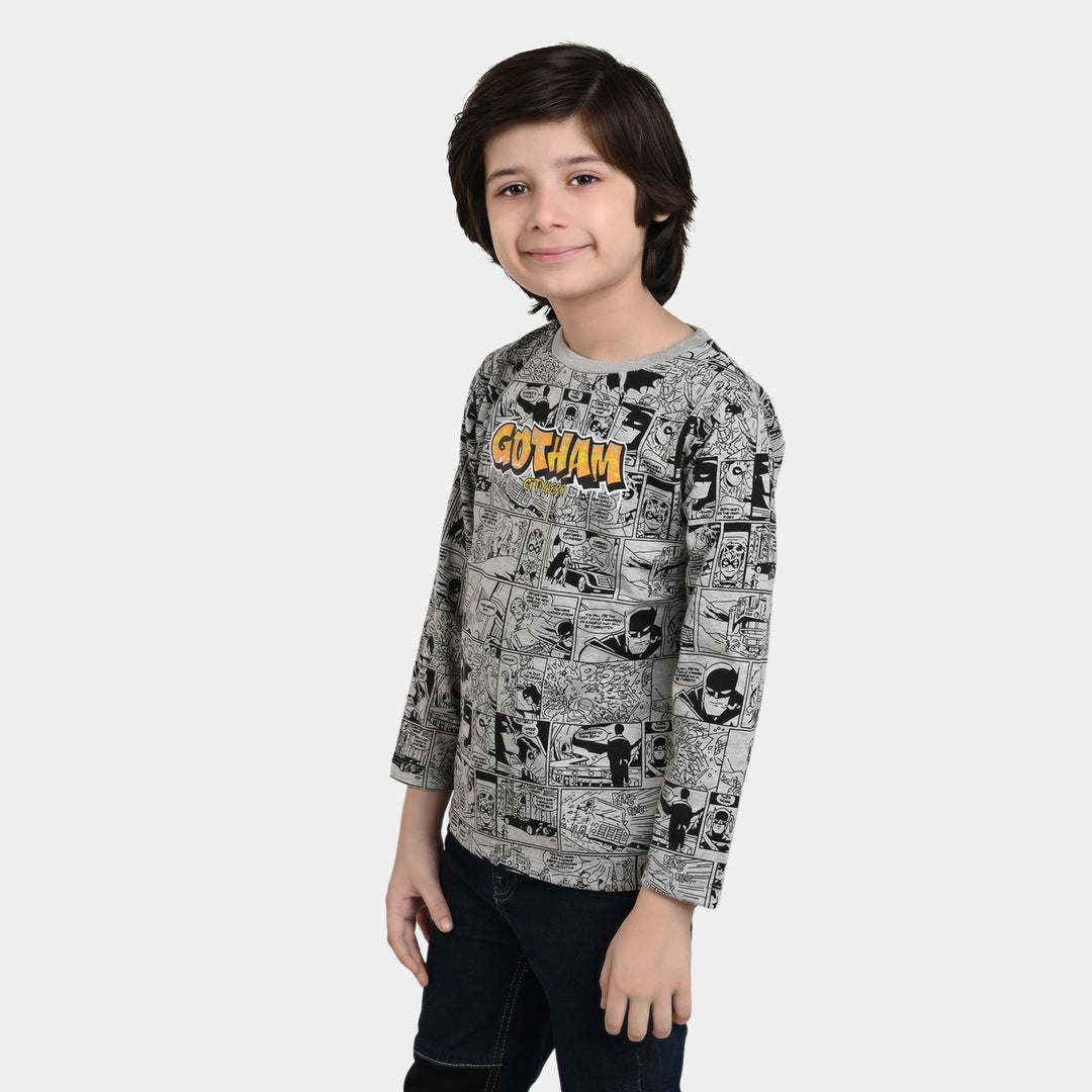 Boys Slub Jersey T-Shirt F/S Character All Over - Grey