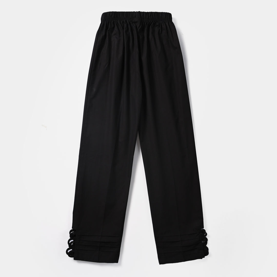 Girls Cotton Loops Pant-BLACK