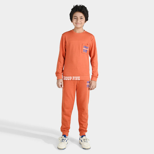 Boys Jersey/Terry 2 Piece Suit - Orange
