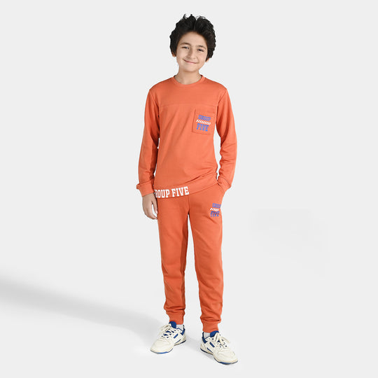 Boys Jersey/Terry 2 Piece Suit - Orange