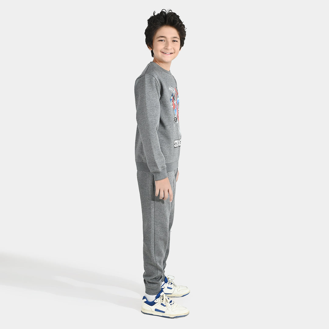 Boys Cotton Interlock 2 Piece Character-GREY