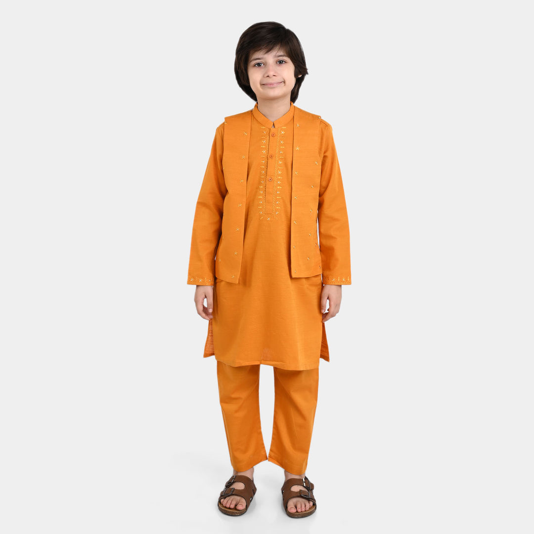 Boys Slub Jersey 3 piece suit - Citrus