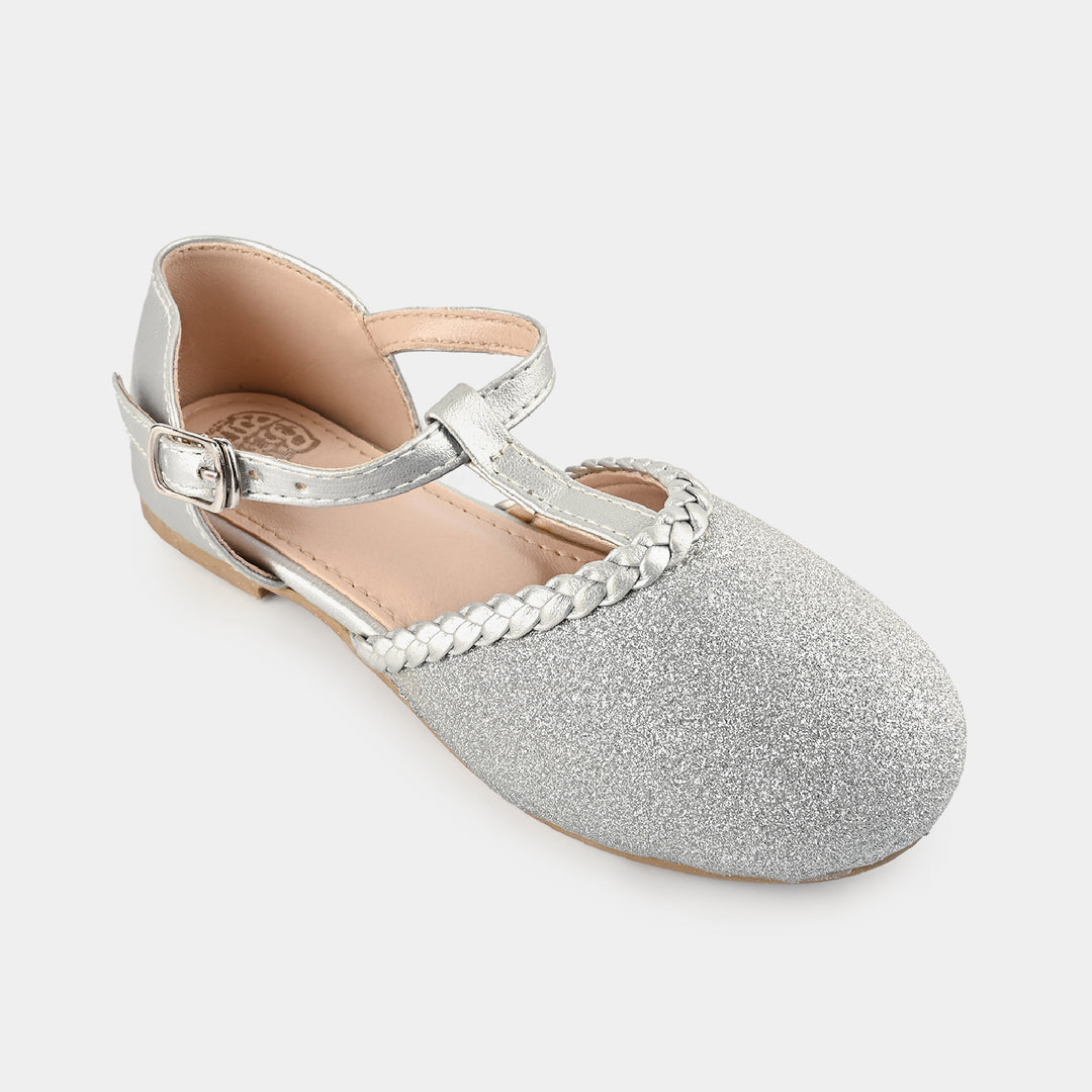 Girls Pumps 456-76-SILVER