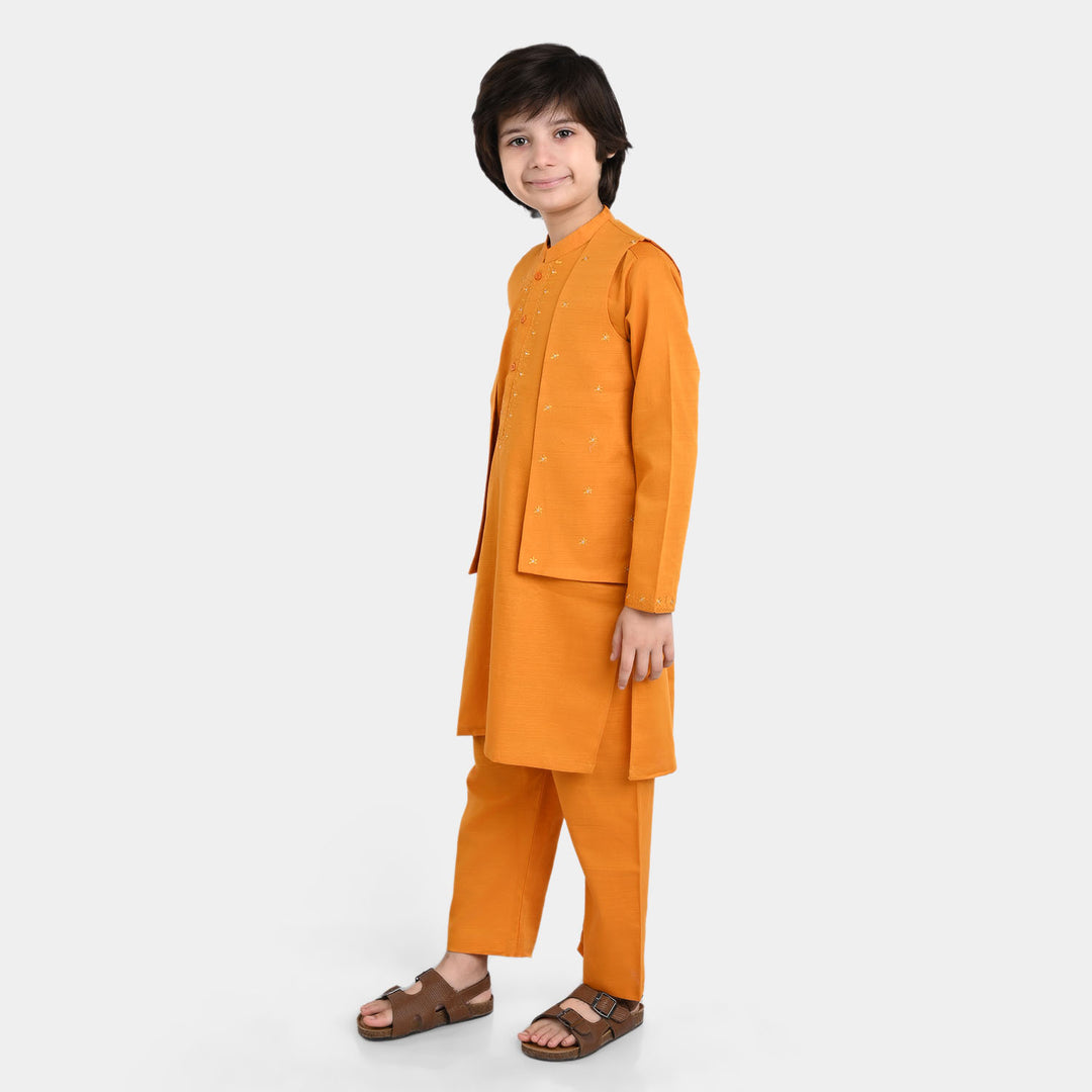 Boys Slub Jersey 3 piece suit - Citrus