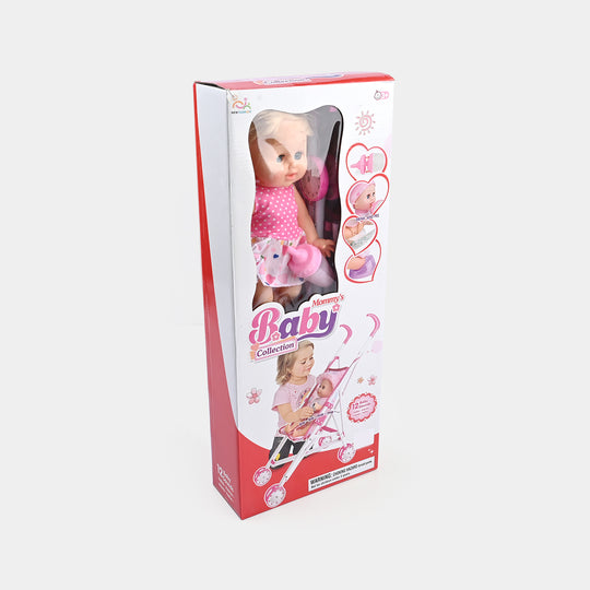 Baby Doll with Stroller & Feeder + 12 Baby Sounds