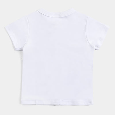 Infant Girls Cotton Interlock 3PCs Set -White/Grey