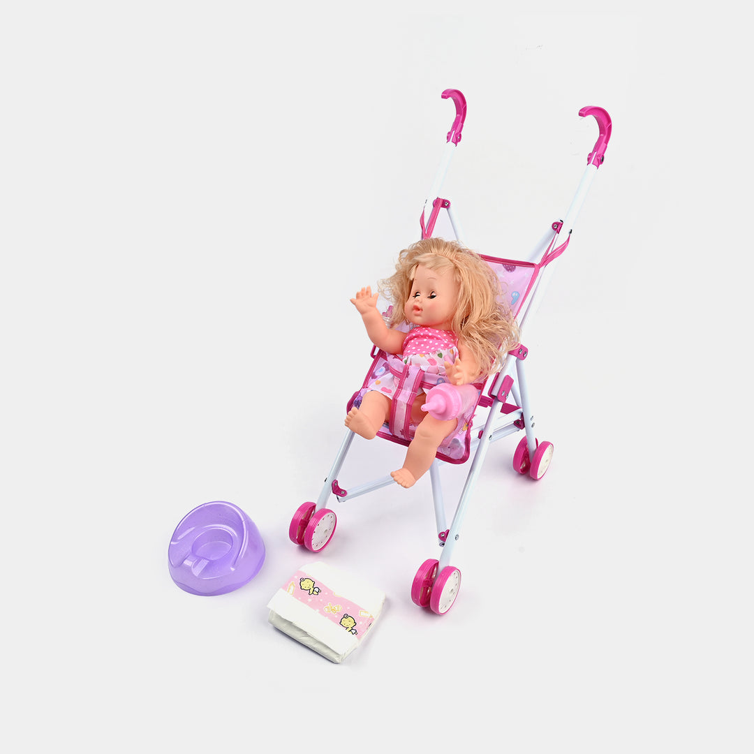 Baby Doll with Stroller & Feeder + 12 Baby Sounds