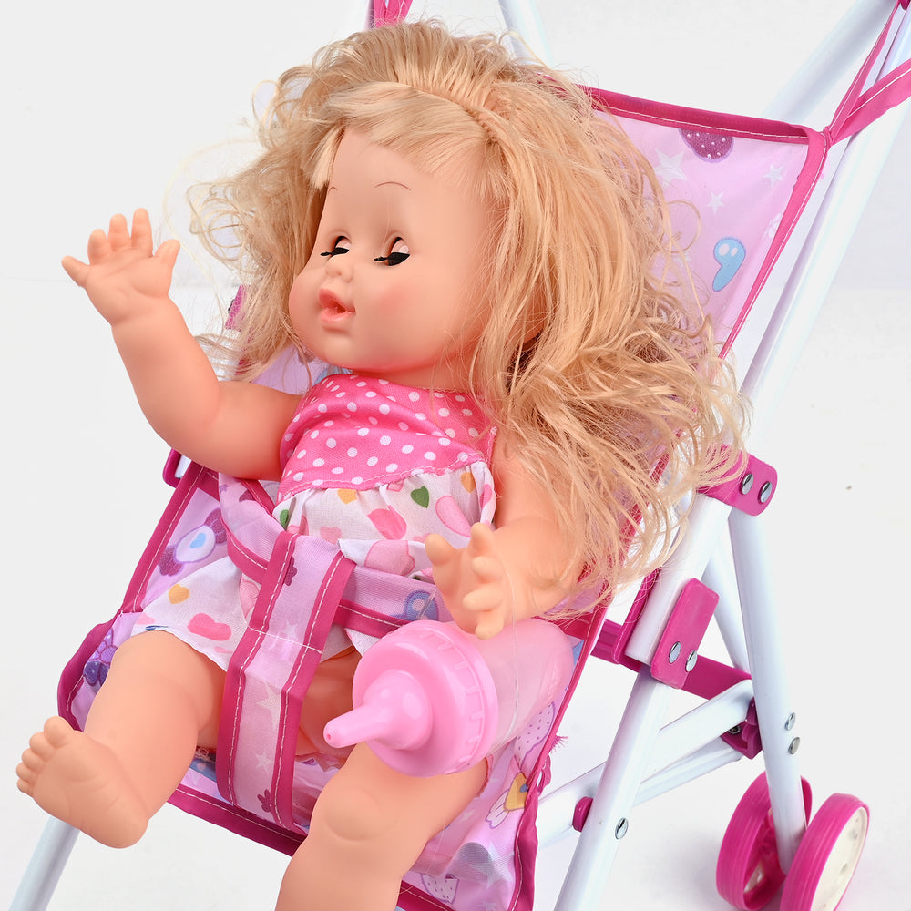 Baby Doll with Stroller & Feeder + 12 Baby Sounds