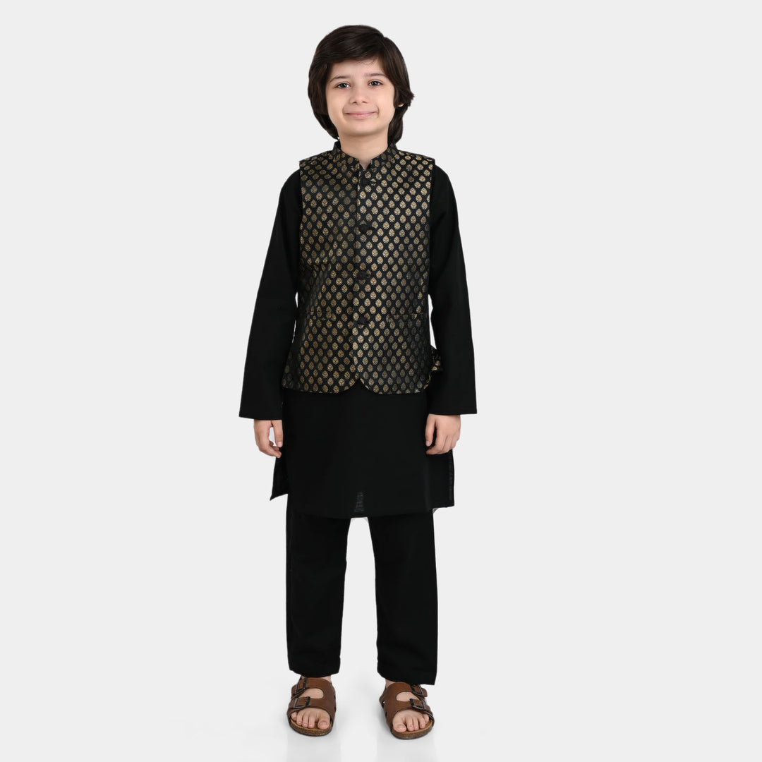 Boys khaddar 3 Piece Suit - BLACK