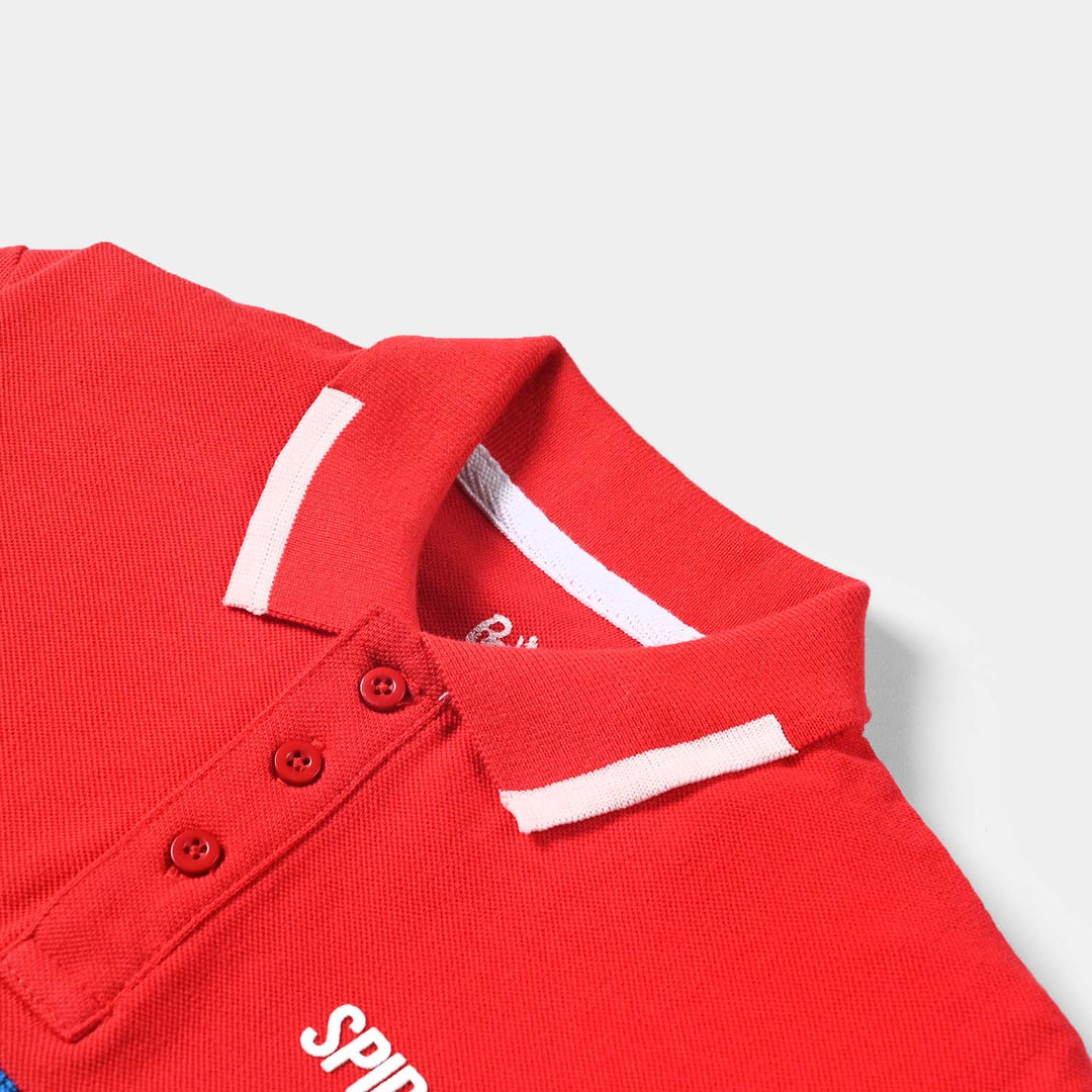 Boys Cotton PK Polo- Red