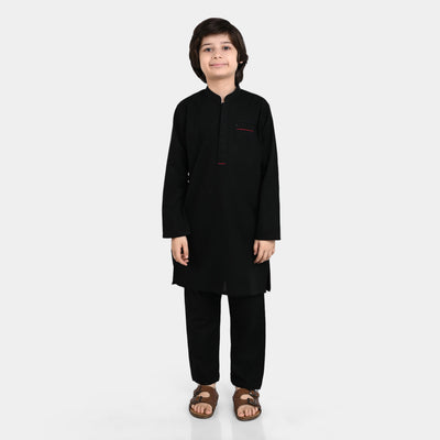 Boys khaddar 3 Piece Suit - BLACK