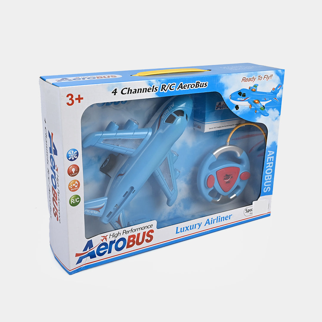 FOBUS 4-Channel Remote Control AeroBus – Luxury Airliner Toy with Lights