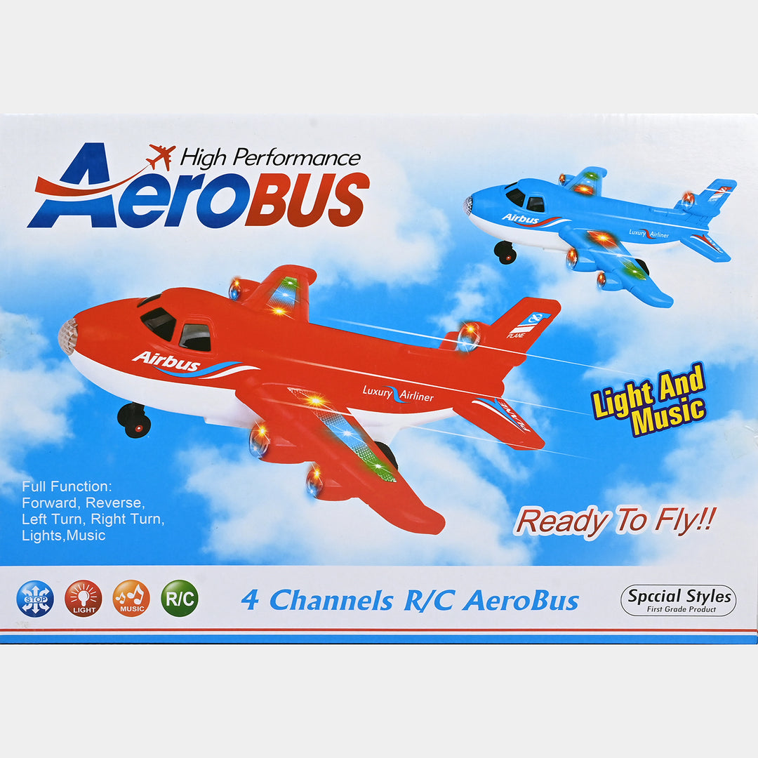 FOBUS 4-Channel Remote Control AeroBus – Luxury Airliner Toy with Lights