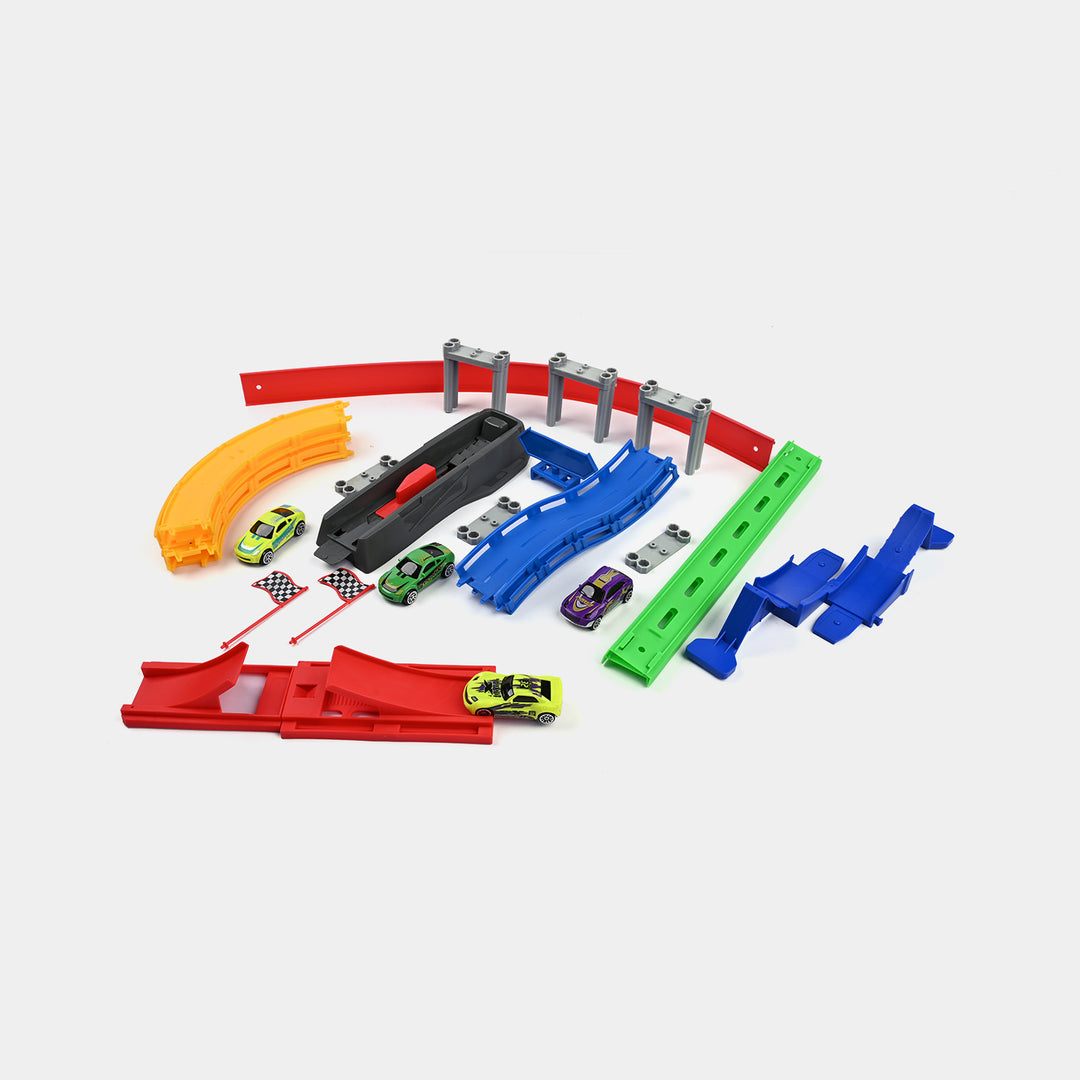 Track Set With 4Pcs Alloy Car For Kids