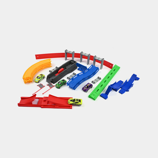 Track Set With 4Pcs Alloy Car For Kids