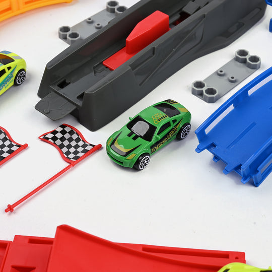 Track Set With 4Pcs Alloy Car For Kids