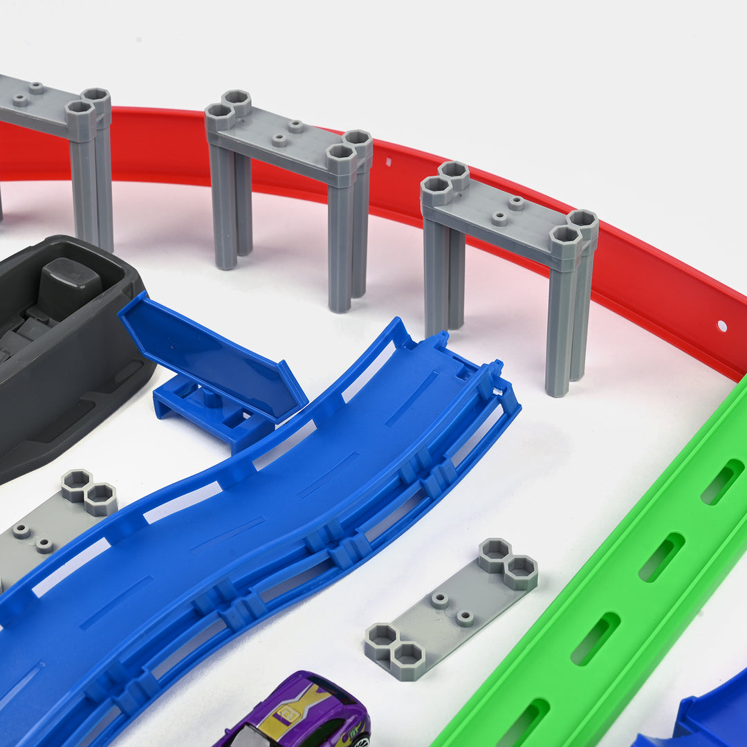 Track Set With 4Pcs Alloy Car For Kids