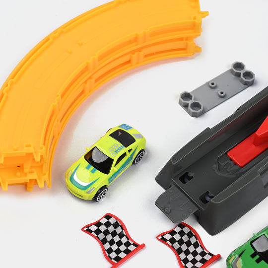 Track Set With 4Pcs Alloy Car For Kids