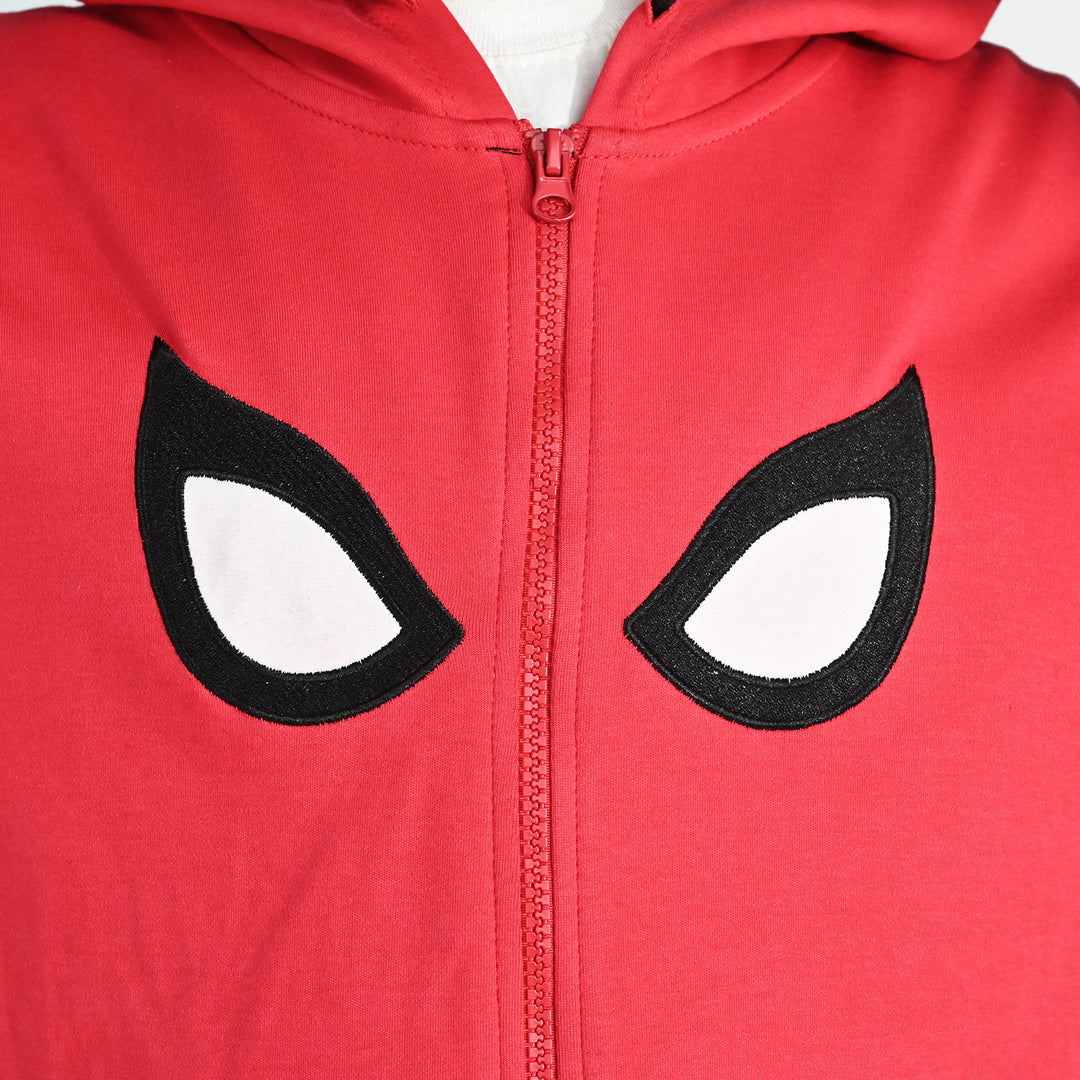 Boys Cotton Interlock Knitted Jacket-Red