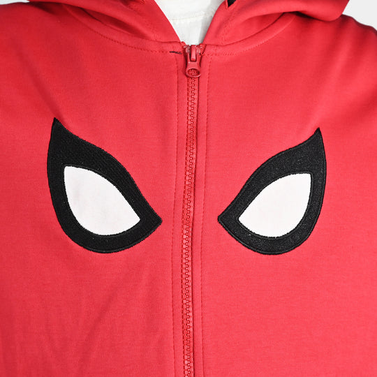 Boys Cotton Interlock Knitted Jacket-Red