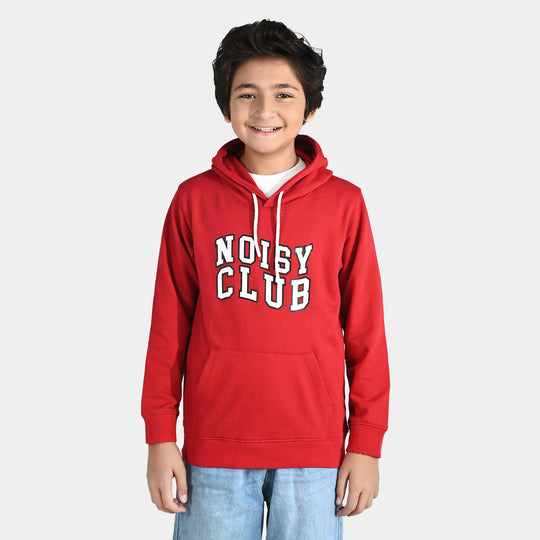 Boys Cotton Terry Pullover Hoodie Noisy Club-Red