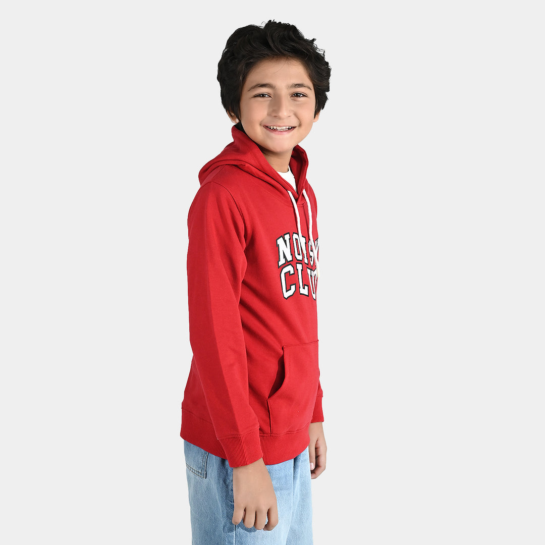 Boys Cotton Terry Pullover Hoodie Noisy Club-Red
