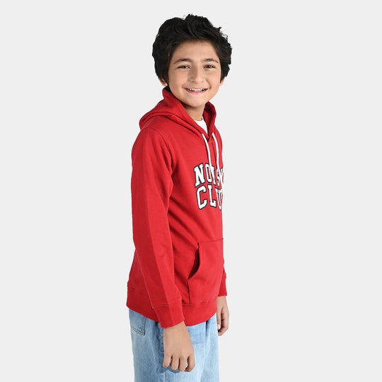 Boys Cotton Terry Pullover Hoodie Noisy Club-Red