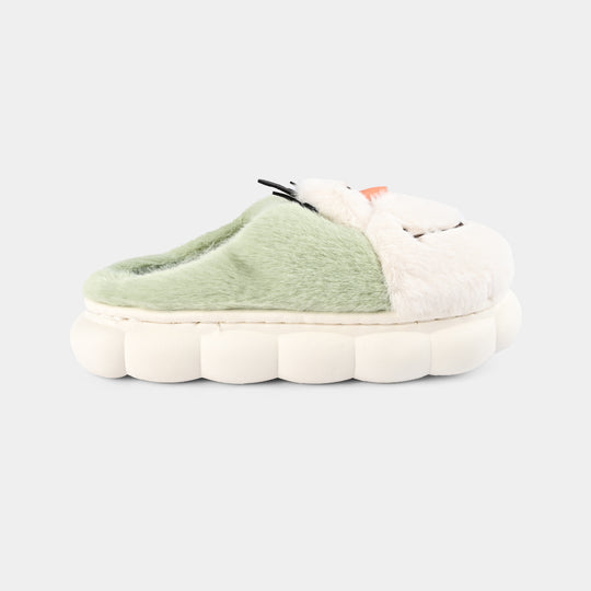 Girls Slipper Fur F4277-Green