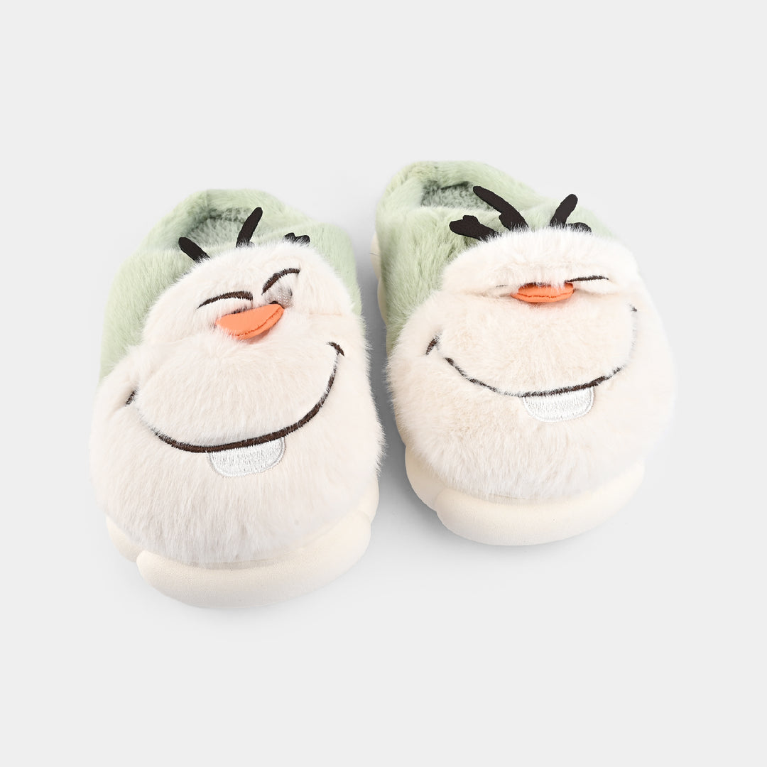 Girls Slipper Fur F4277-Green