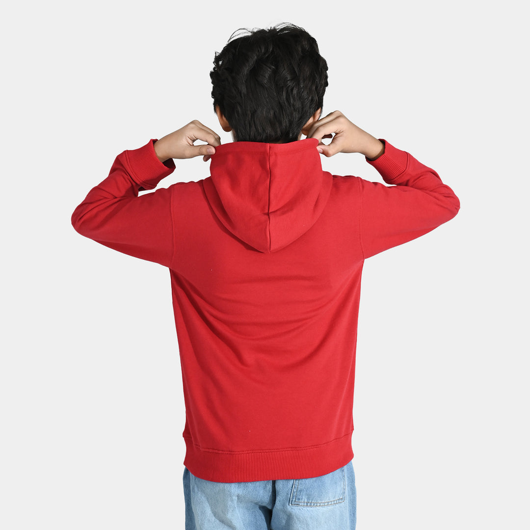 Boys Cotton Terry Pullover Hoodie Noisy Club-Red