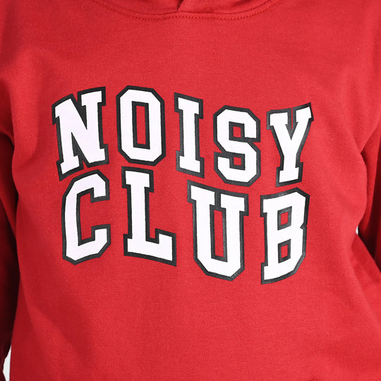 Boys Cotton Terry Pullover Hoodie Noisy Club-Red
