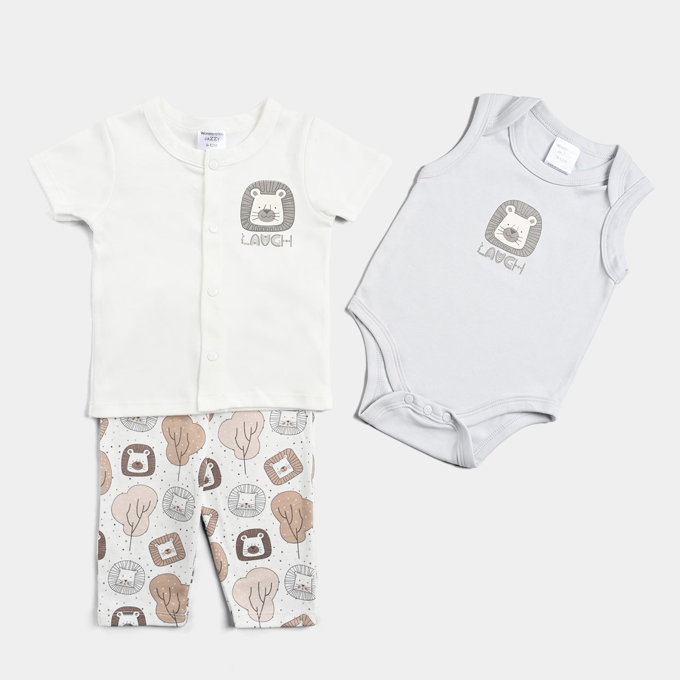 Infant Boys Cotton Interlock 3PCs Set -Off-White