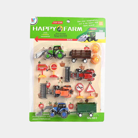 Happy Farm Toy Car Playset With Farm Accessories
