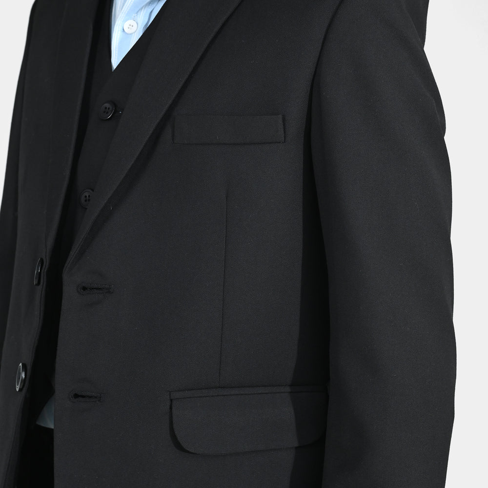 Boys Cotton Twill 3 Piece suit - Black