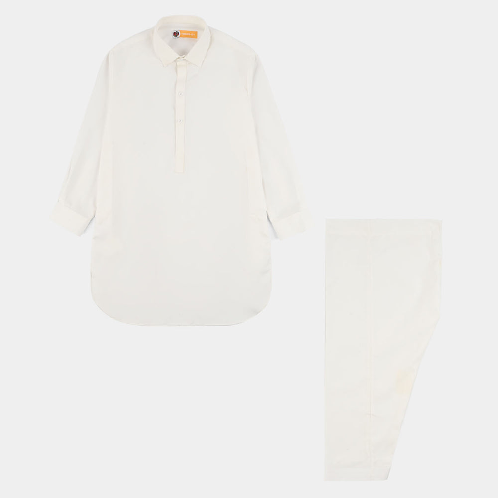 Boys Poly Viscose Kurta Pajama (Blended) - White