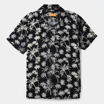 Boys Cotton Viscose Casual Shirt H/S (Palm Trees)-BLACK