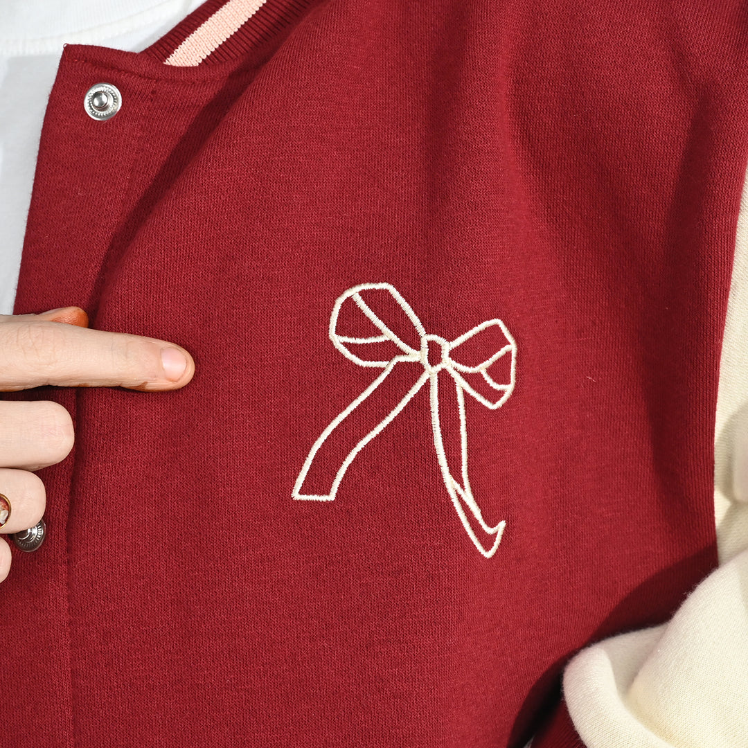 Girls Fleece Bomber Jacket - Red