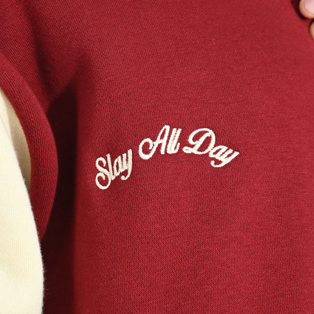 Girls Fleece Bomber Jacket - Red