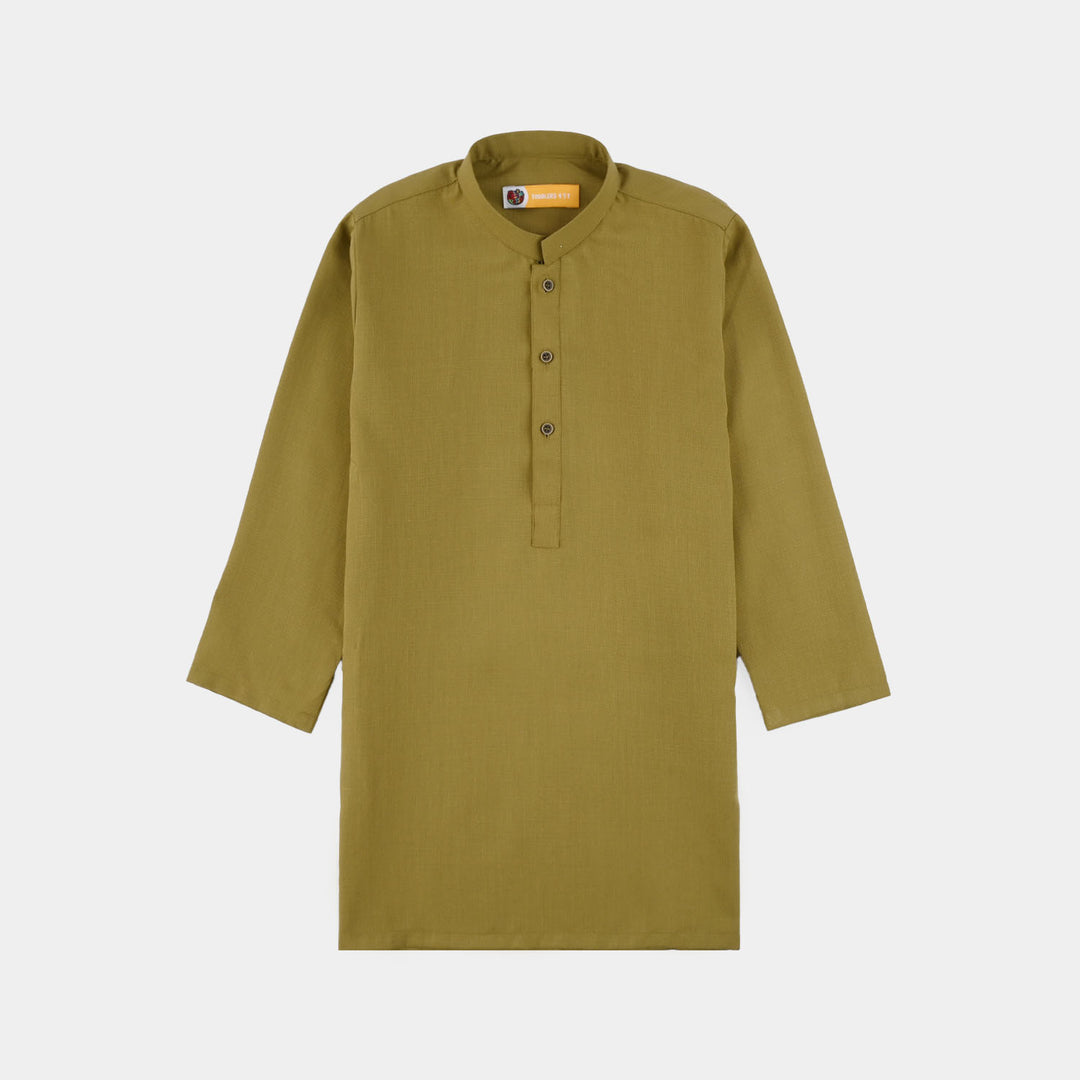 Boys Poly Viscose Kurta Pajama (Twill Tape) - Green