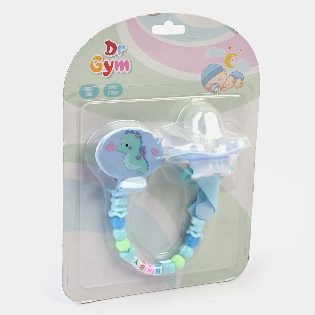 Dr Gym Baby Pacifier With Clip Blue