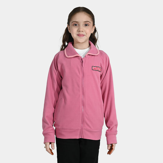 Girls Velour Jacket Love - Pink