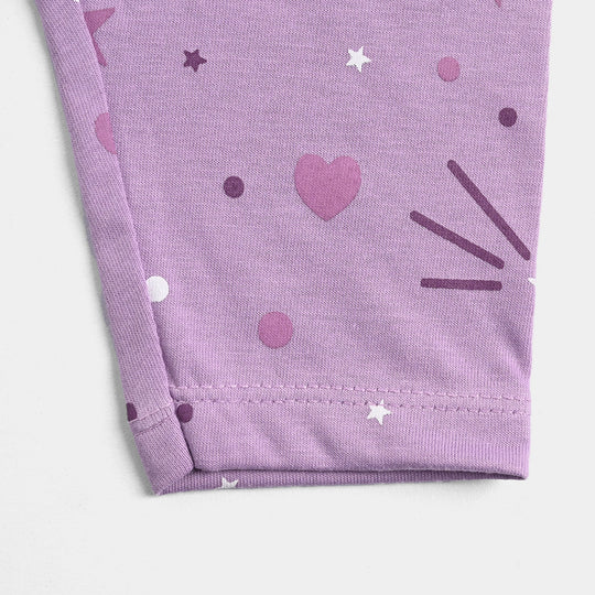 Infant Girls Poly Cotton Jersey Night Wear Suit Little Star-Purple