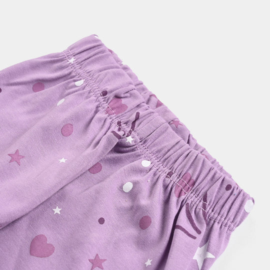 Infant Girls Poly Cotton Jersey Night Wear Suit Little Star-Purple