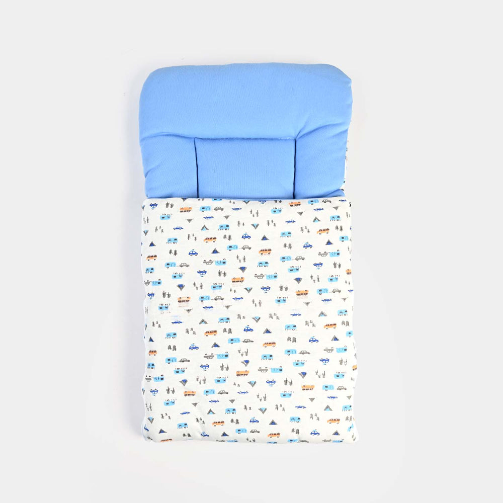 Baby Carry Nest Printed -White Blue Small Car