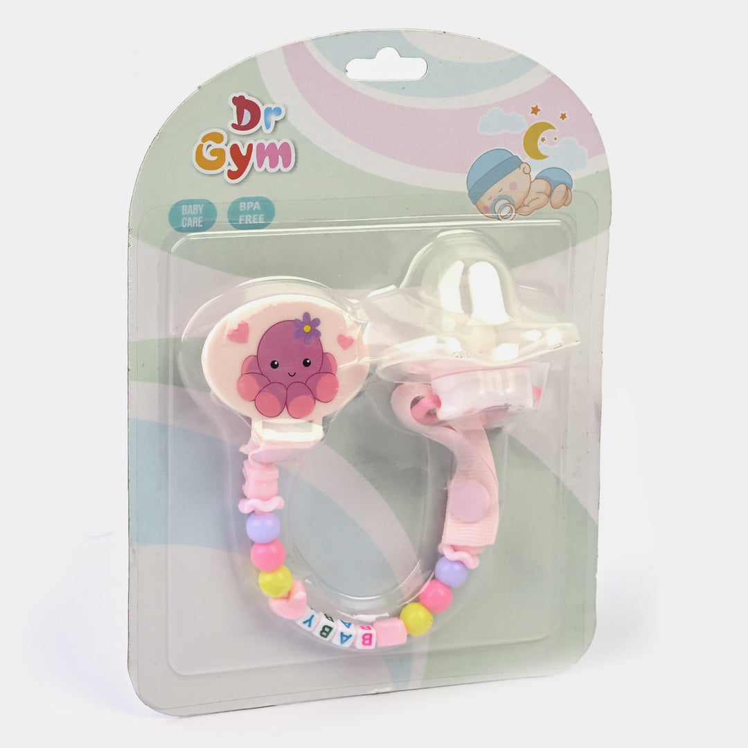 Dr Gym Baby Pacifier With Clip | Pink