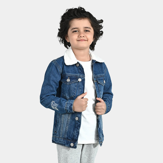 Boys Denim Stretch Jacket (Spidey) - Mid Blue